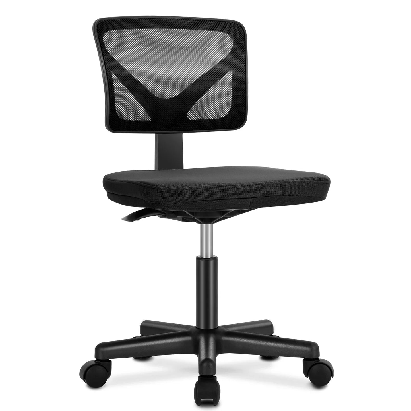 Armless Office Chair Low Back with Wheels