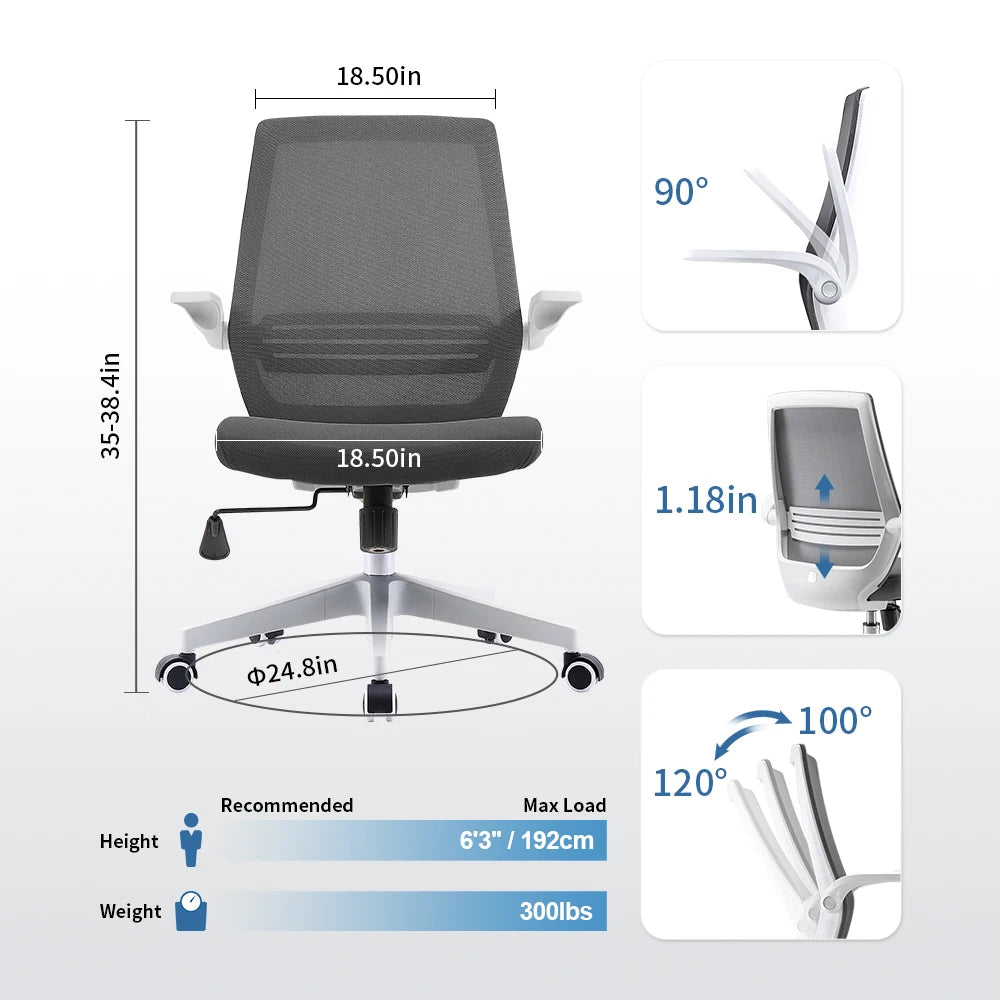 Ergonomic Office Chair, Desk Chair Height Adjustable
