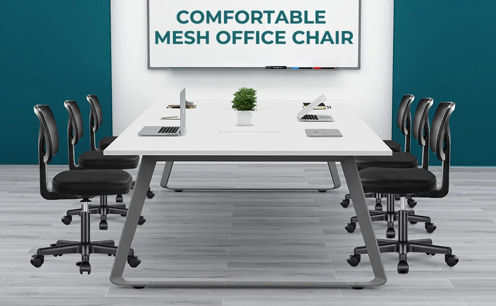 Armless Office Chair Low Back with Wheels