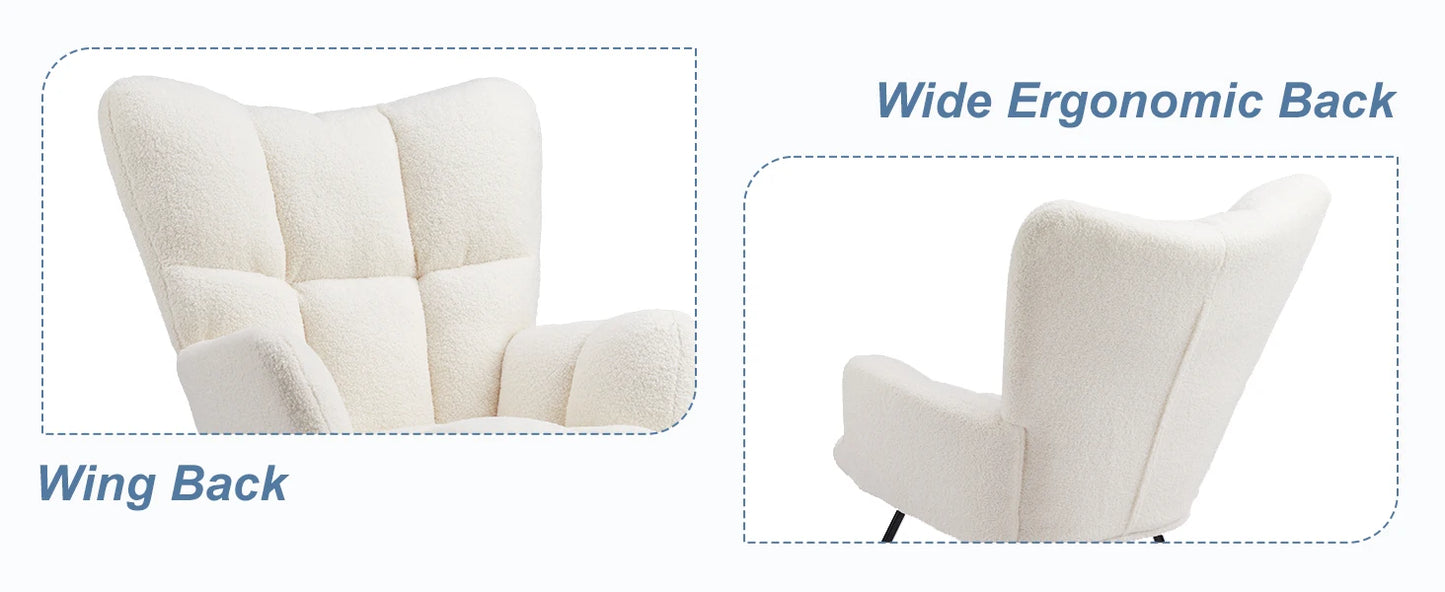 Teddy Fabric Upholstered Glider With High Backrest