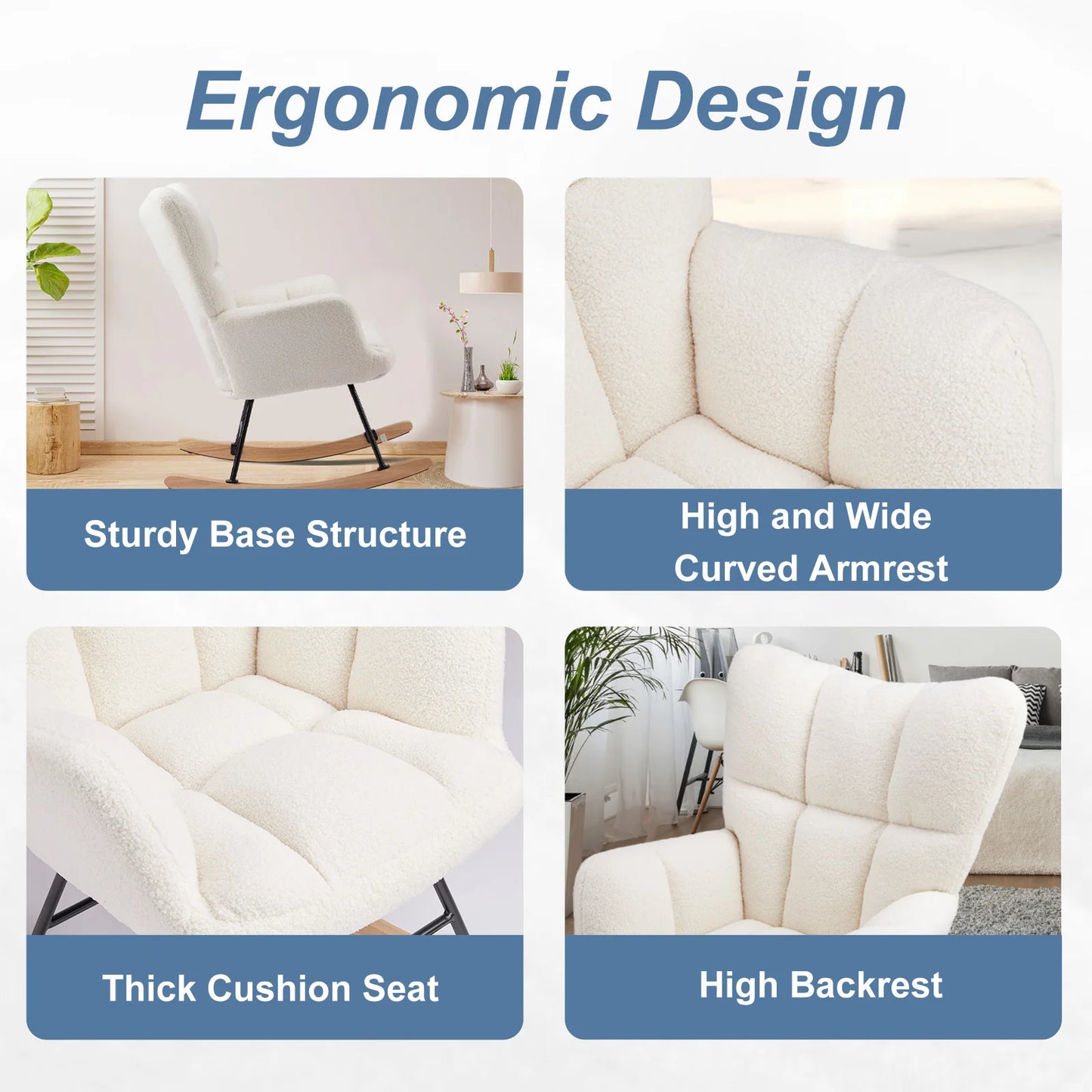 Teddy Fabric Upholstered Glider With High Backrest