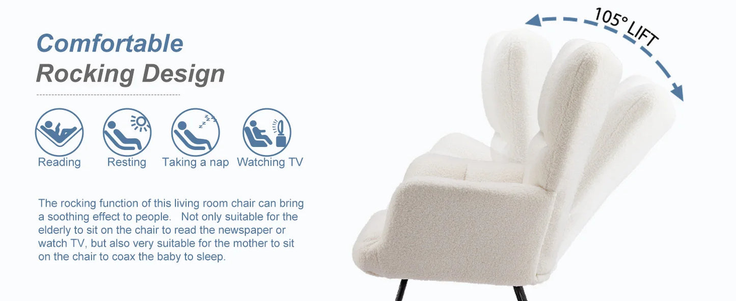 Teddy Fabric Upholstered Glider With High Backrest