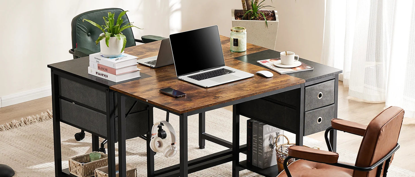 Computer Desk With Drawers 55 Inch Home Office Desk