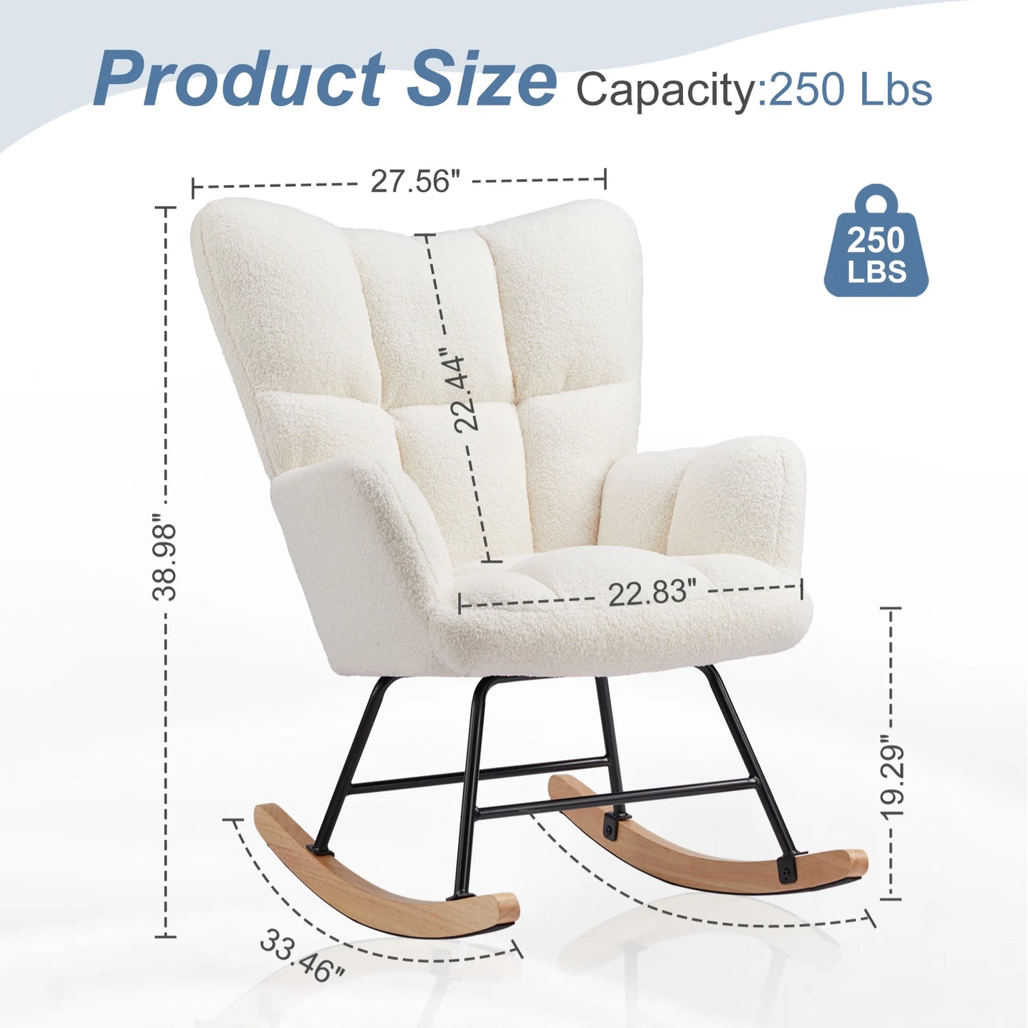 Teddy Fabric Upholstered Glider With High Backrest