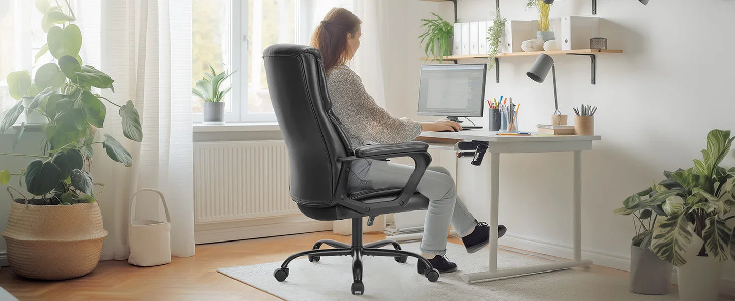 Ergonomic PU Leather Chair with Padded Armrest
