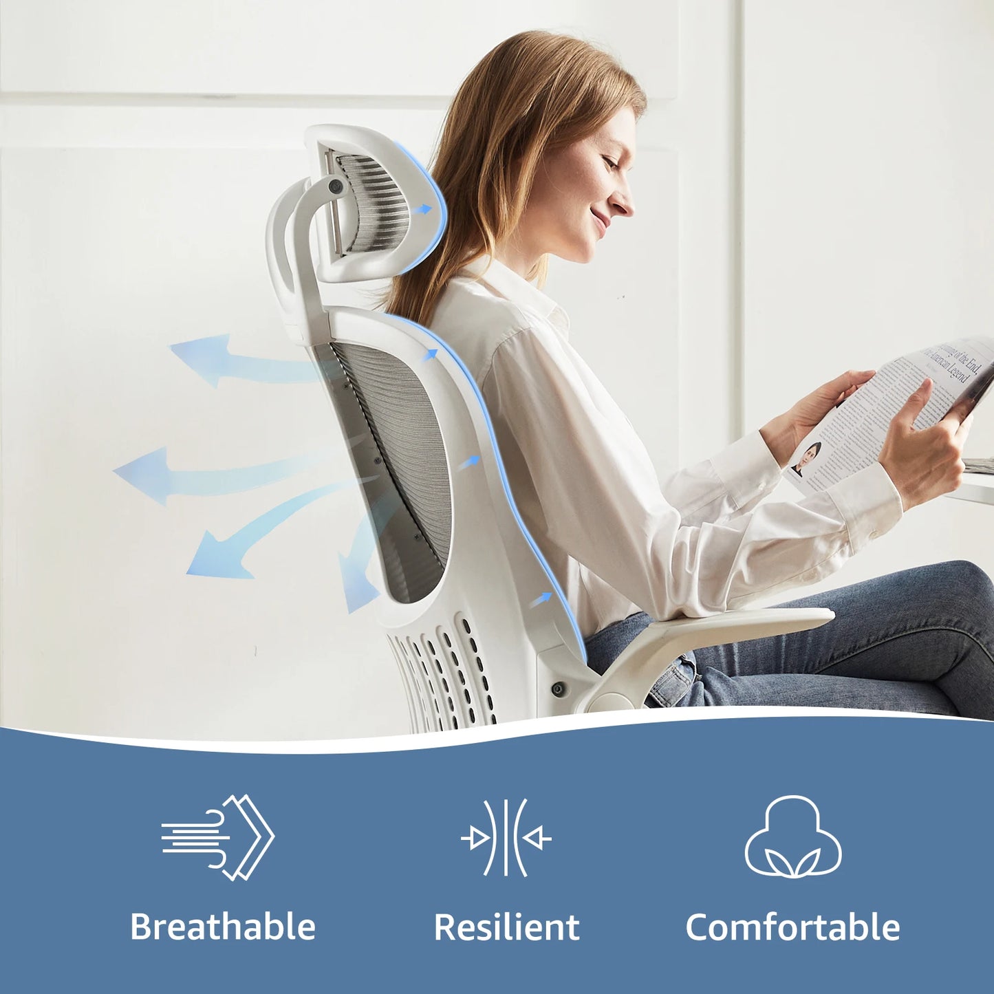 Ergonomic Office Desk Chair With Flip-up Arms