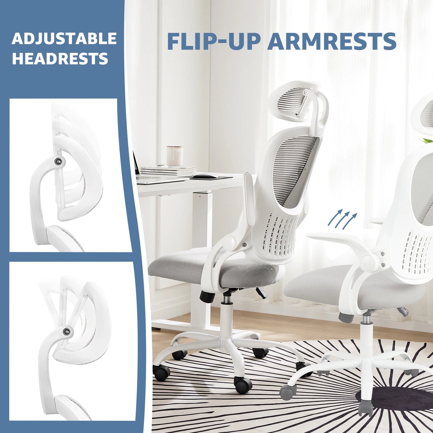 Ergonomic Office Desk Chair With Flip-up Arms