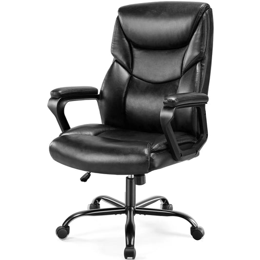 Ergonomic PU Leather Chair with Padded Armrest