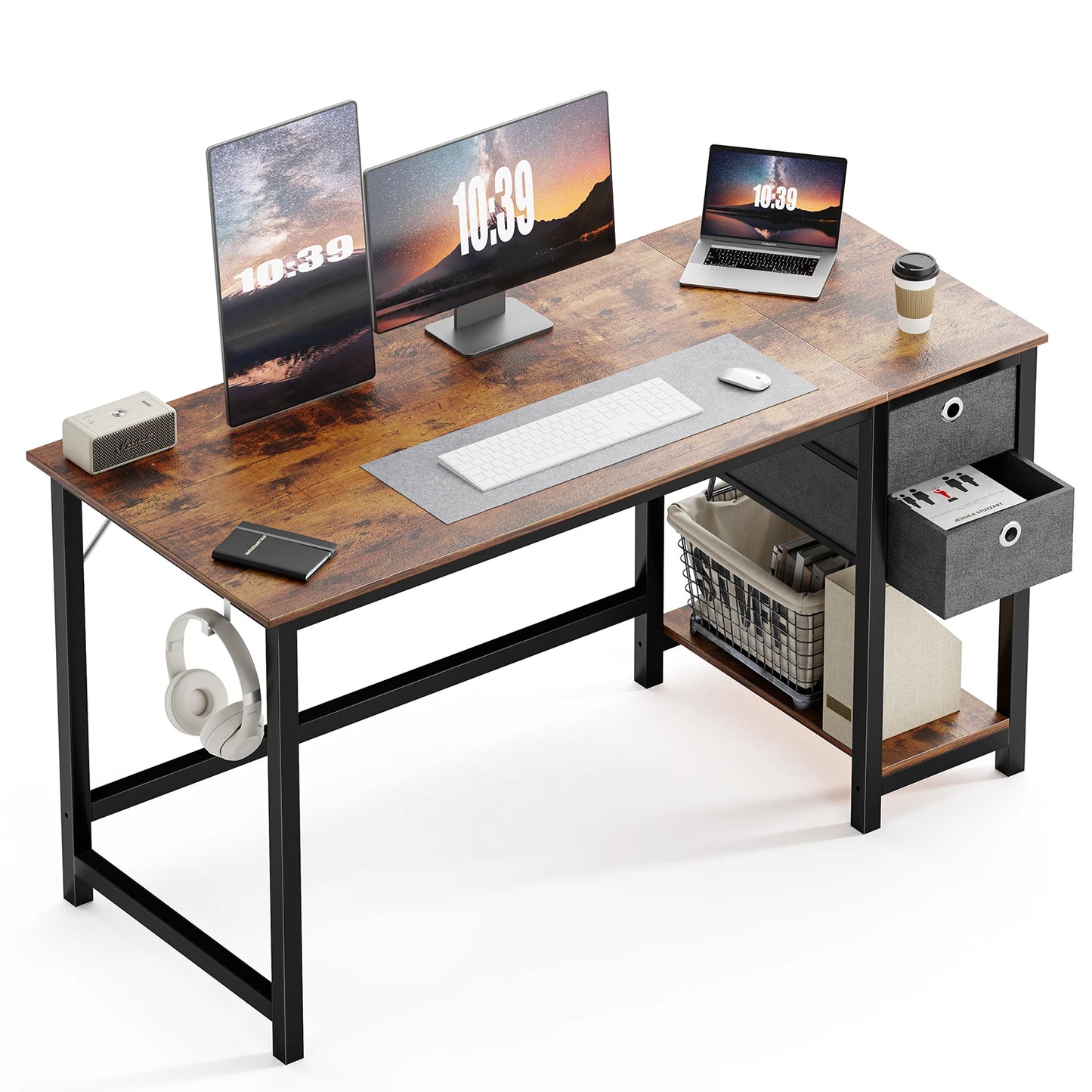 Computer Desk With Drawers 55 Inch Home Office Desk