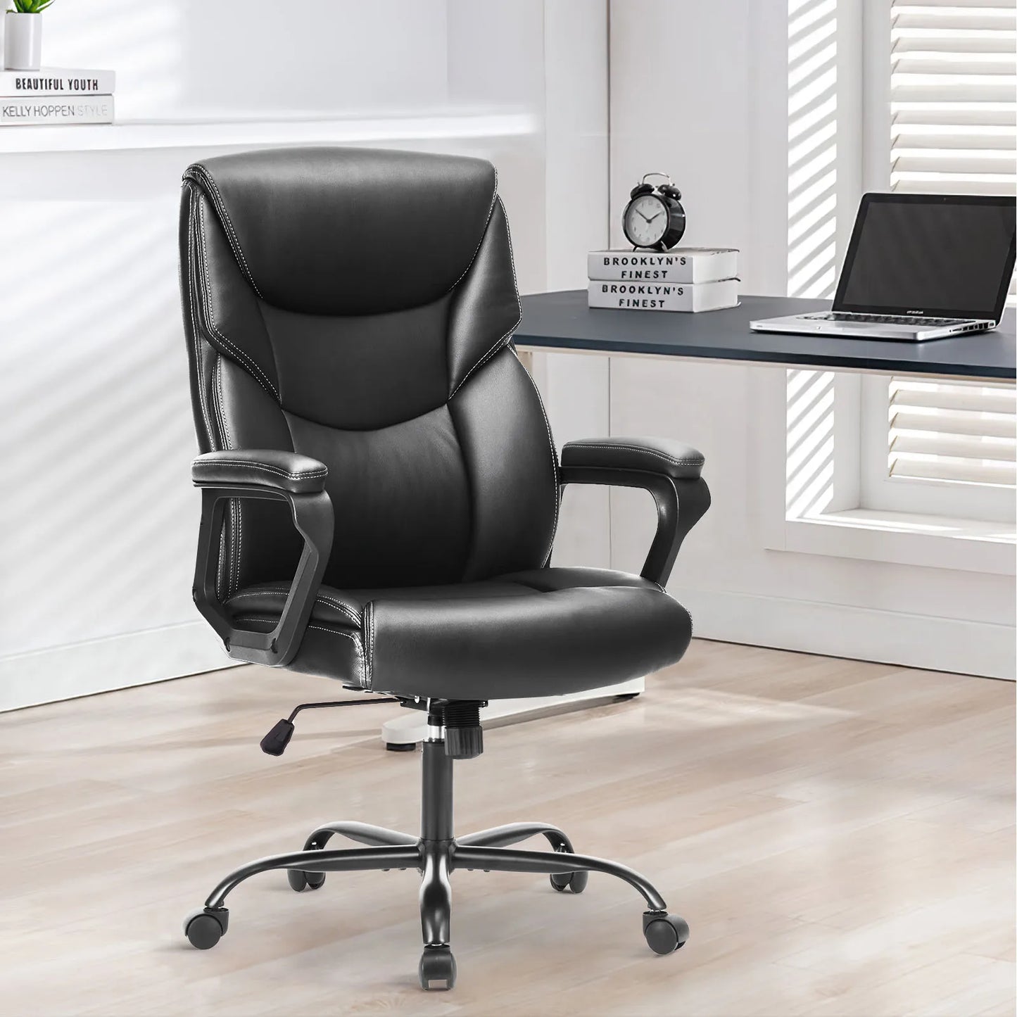 Ergonomic PU Leather Chair with Padded Armrest