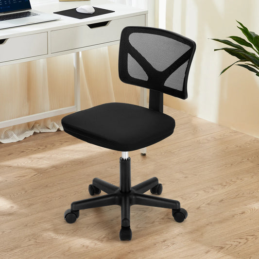 Armless Office Chair Low Back with Wheels