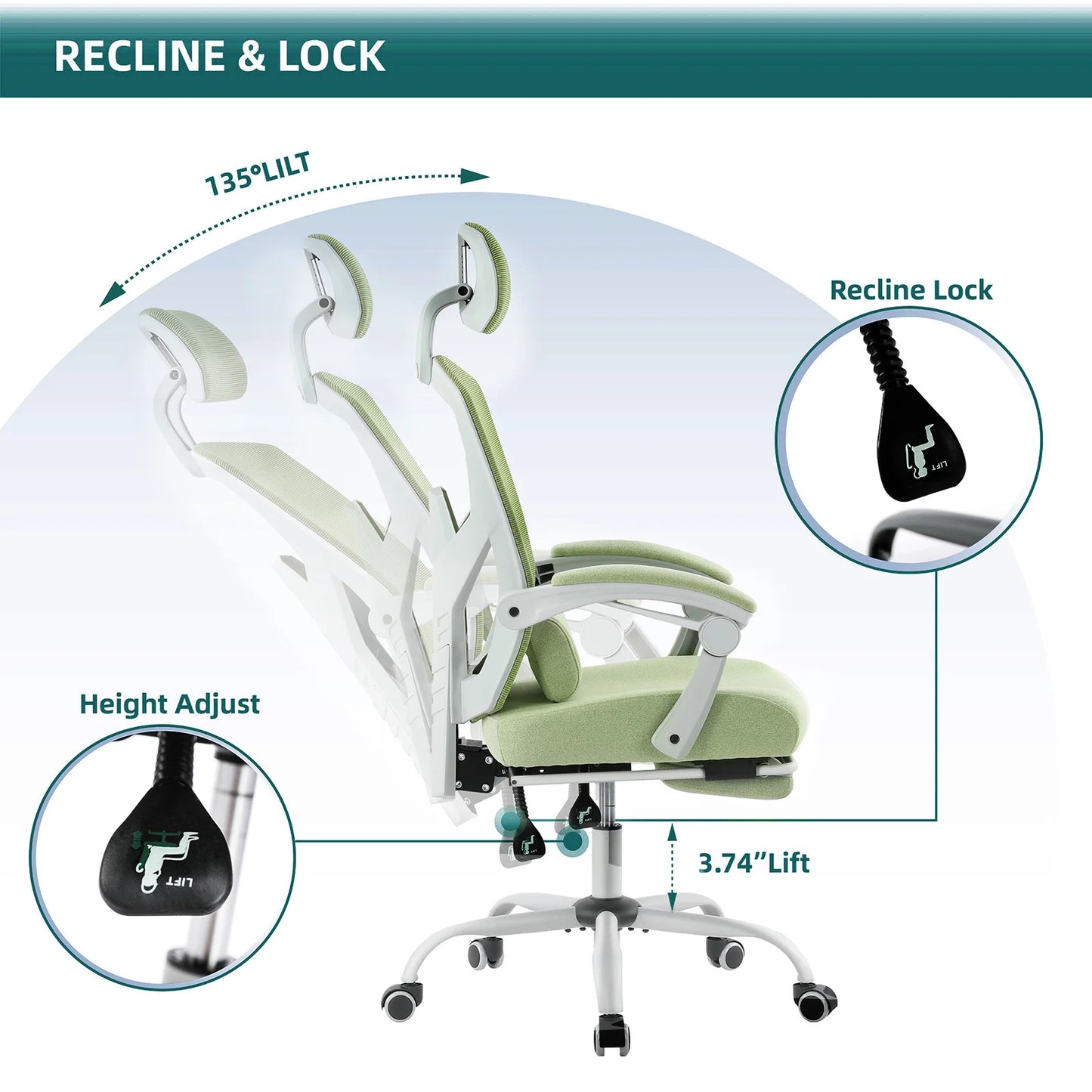 Ergonomic High-Back Mesh Reclining Gaming Chair