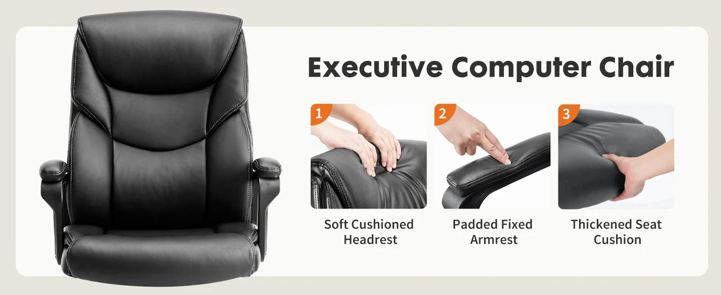 Ergonomic PU Leather Chair with Padded Armrest