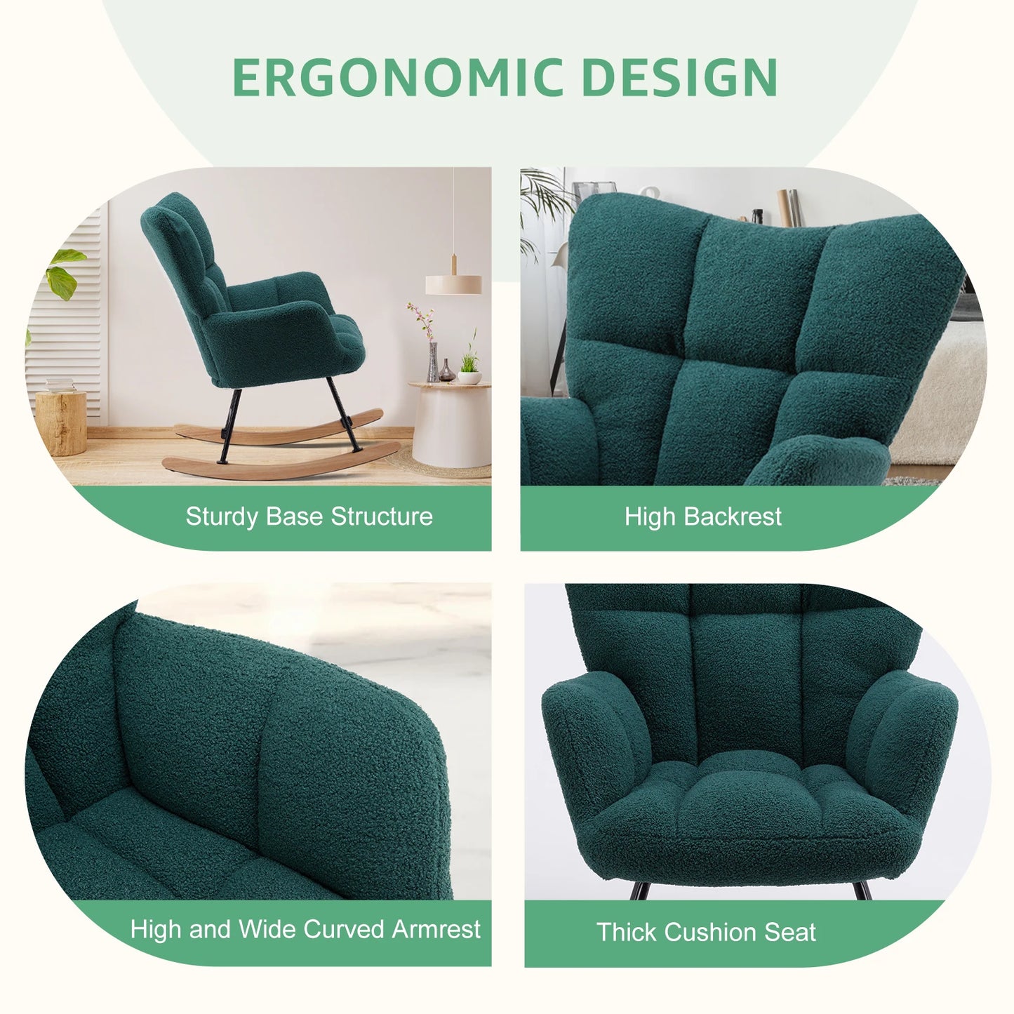 Teddy Fabric Upholstered Glider With High Backrest