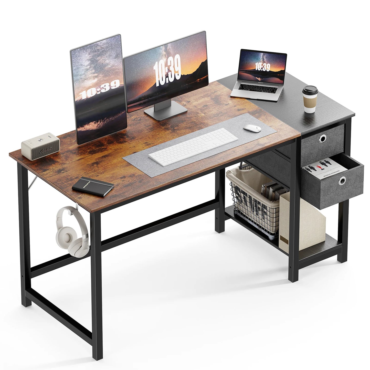 Computer Desk With Drawers 55 Inch Home Office Desk