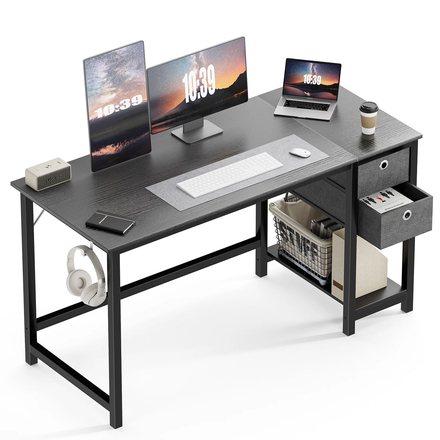 Computer Desk With Drawers 55 Inch Home Office Desk
