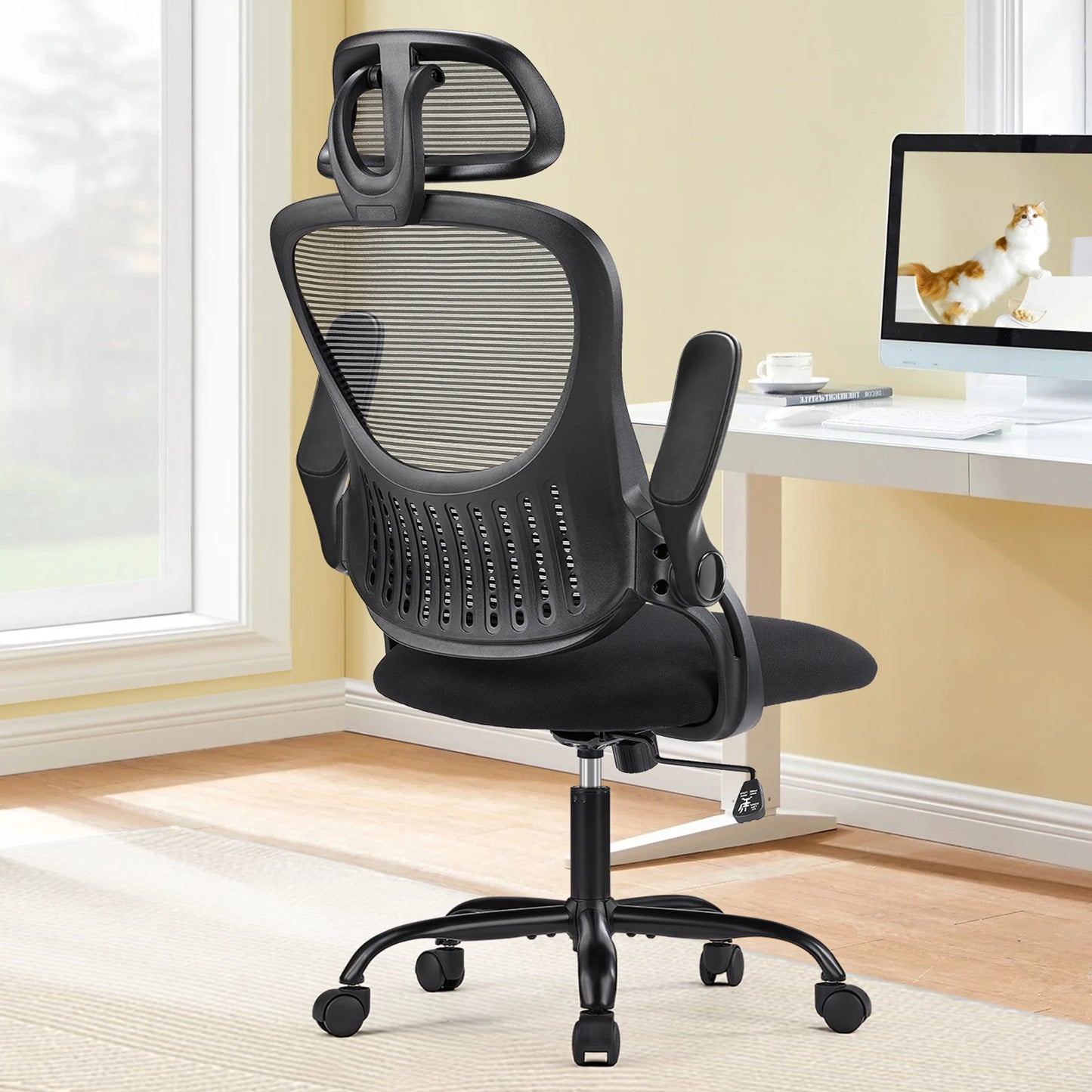 Ergonomic Office Desk Chair With Flip-up Arms
