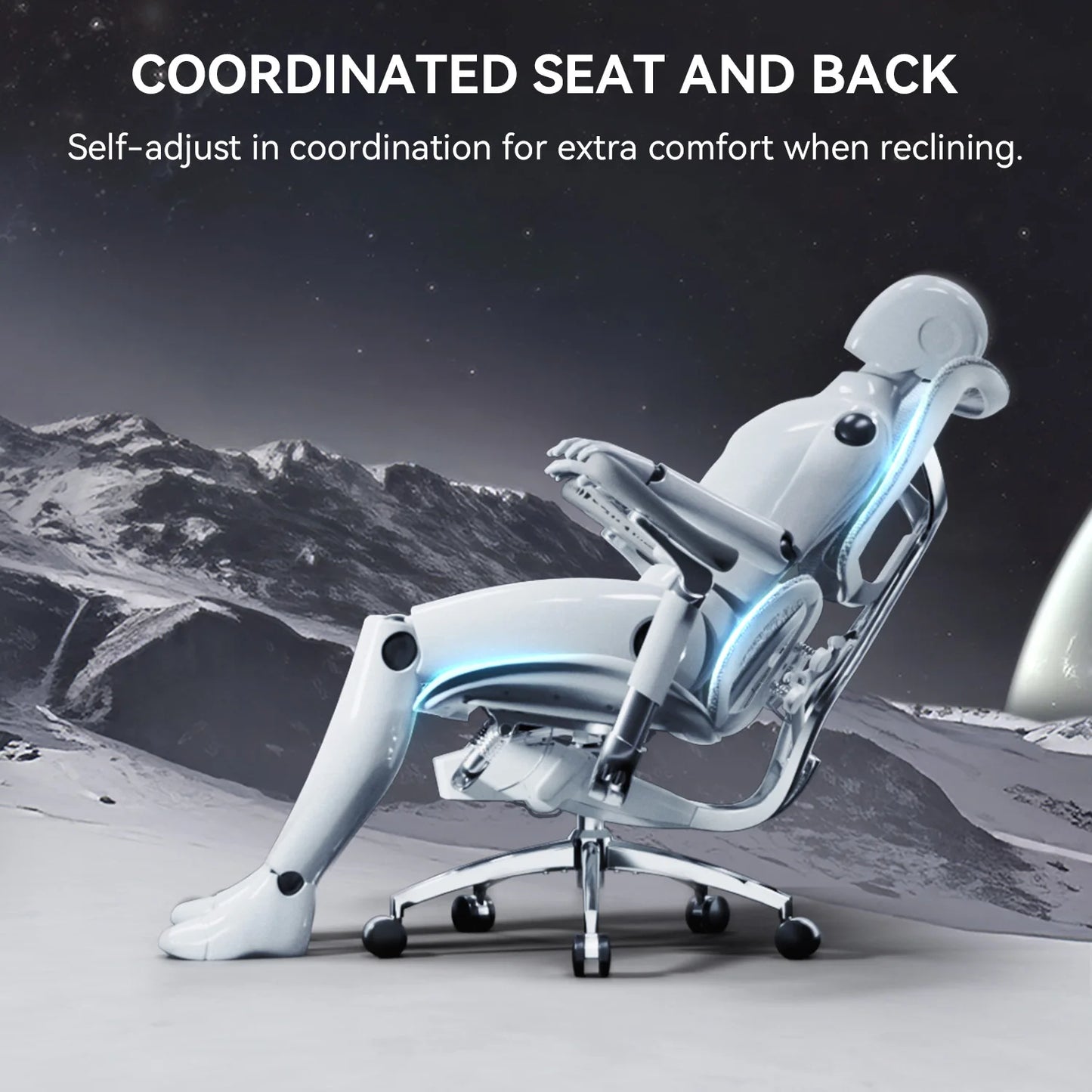 Ergonomic  Chair with Dual Lumbar Support 6D Armrests