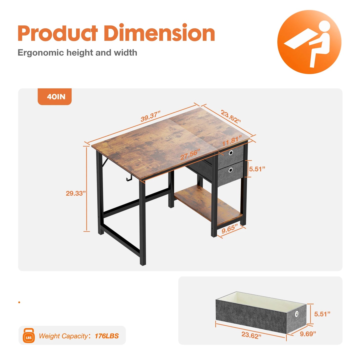 Computer Desk With Drawers 55 Inch Home Office Desk