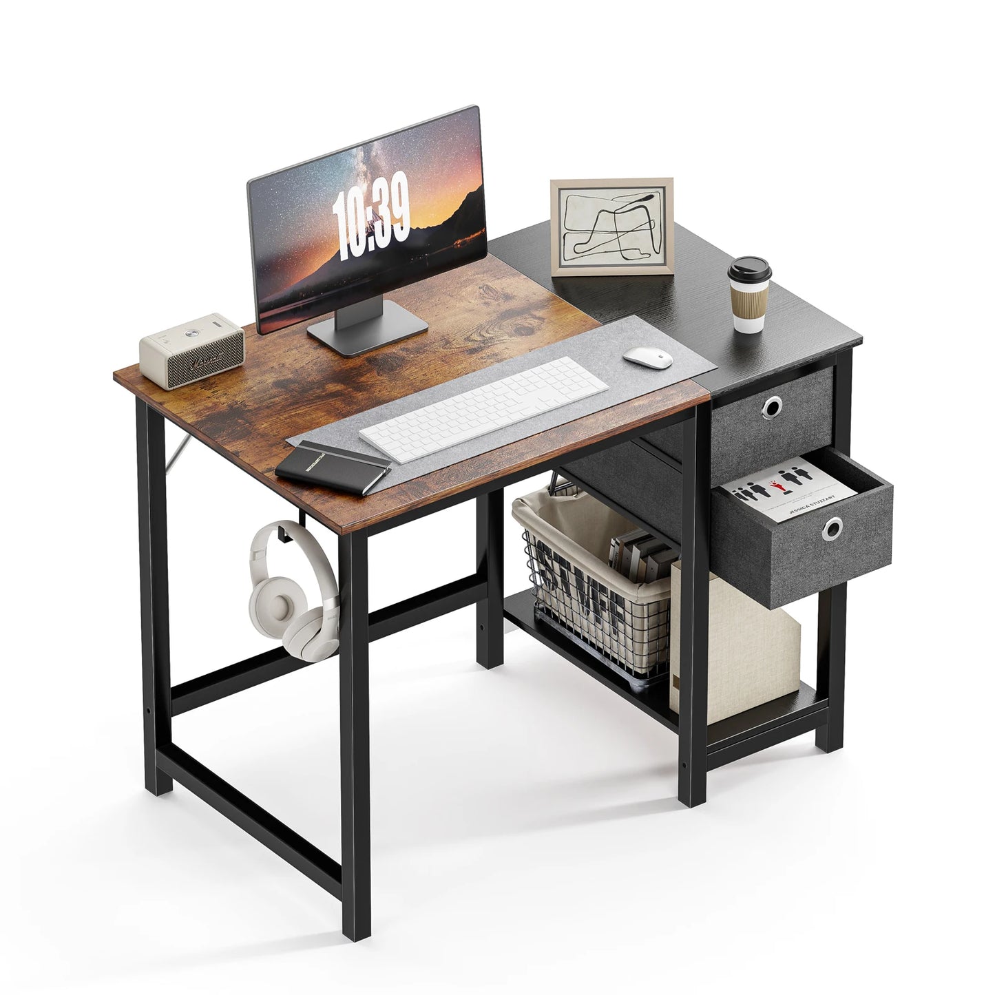 Computer Desk With Drawers 55 Inch Home Office Desk