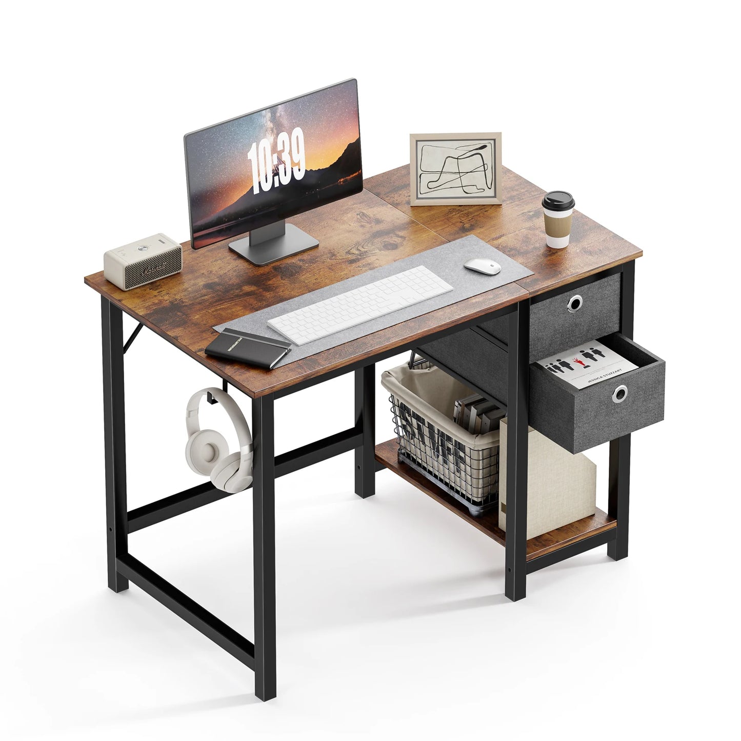 Computer Desk With Drawers 55 Inch Home Office Desk