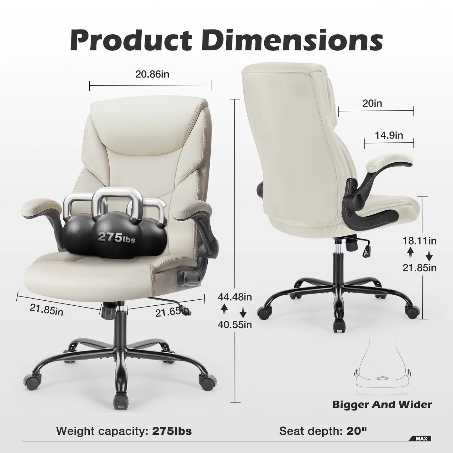 Ergonomic PU Leather Chair with Padded Armrest