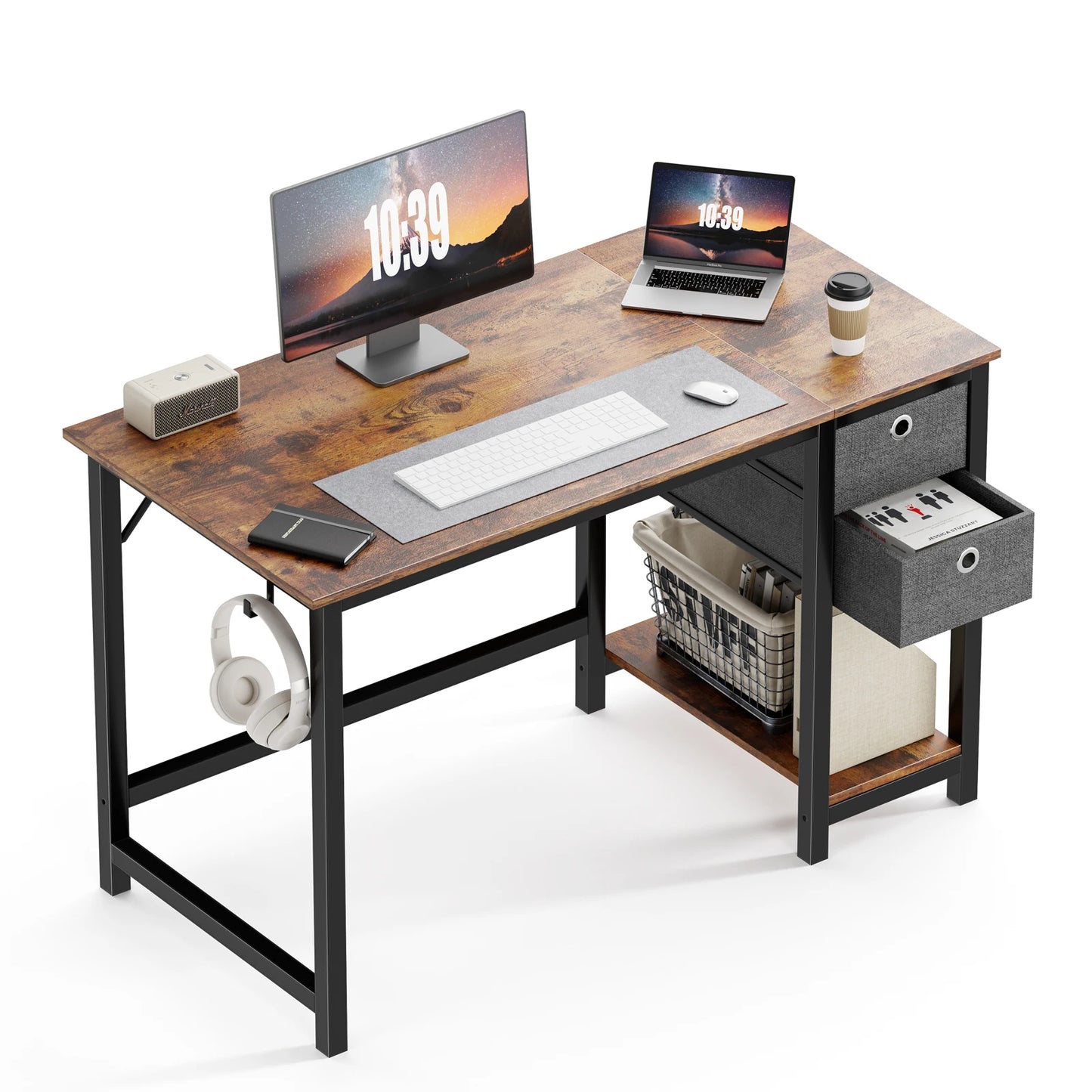 Computer Desk With Drawers 55 Inch Home Office Desk