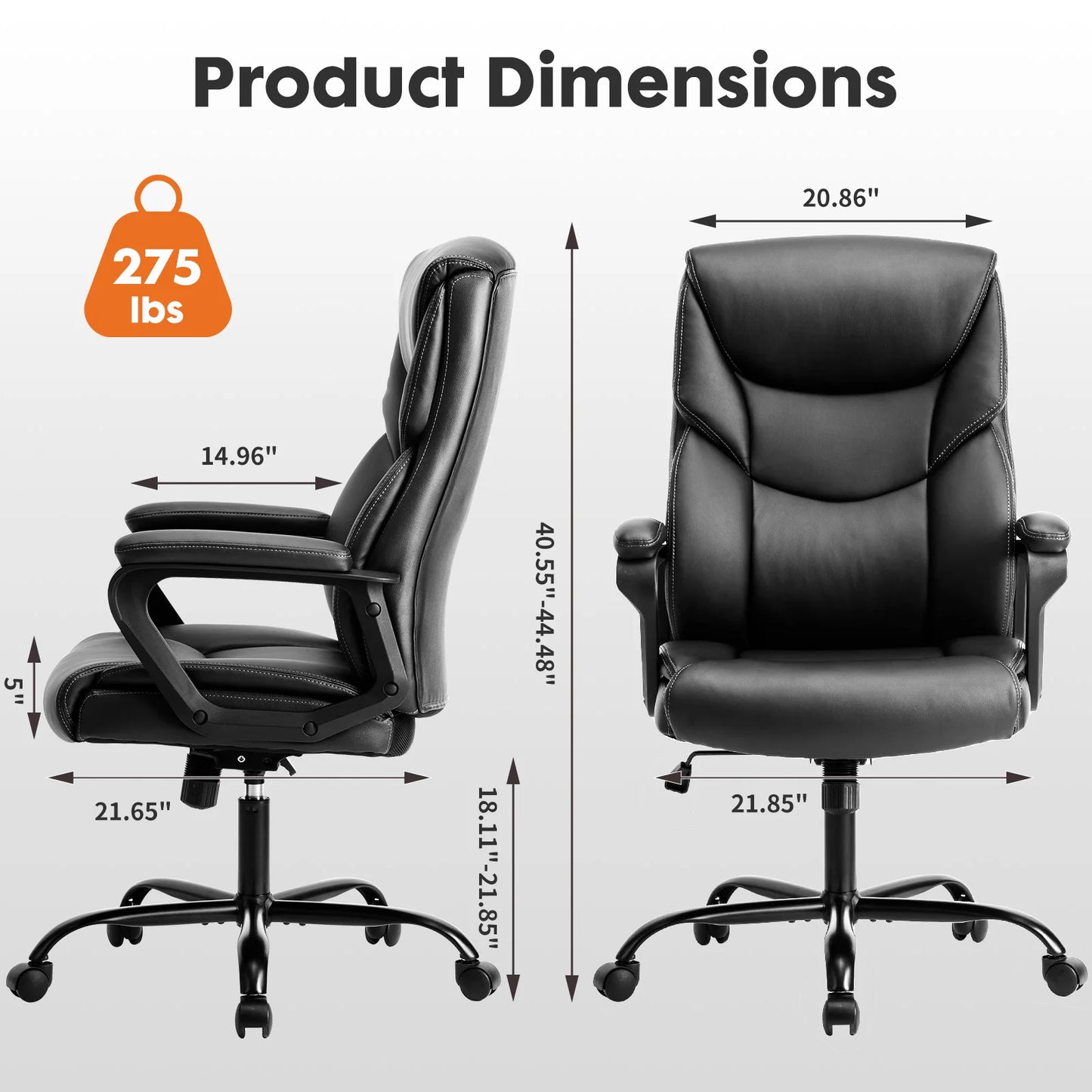 Ergonomic PU Leather Chair with Padded Armrest