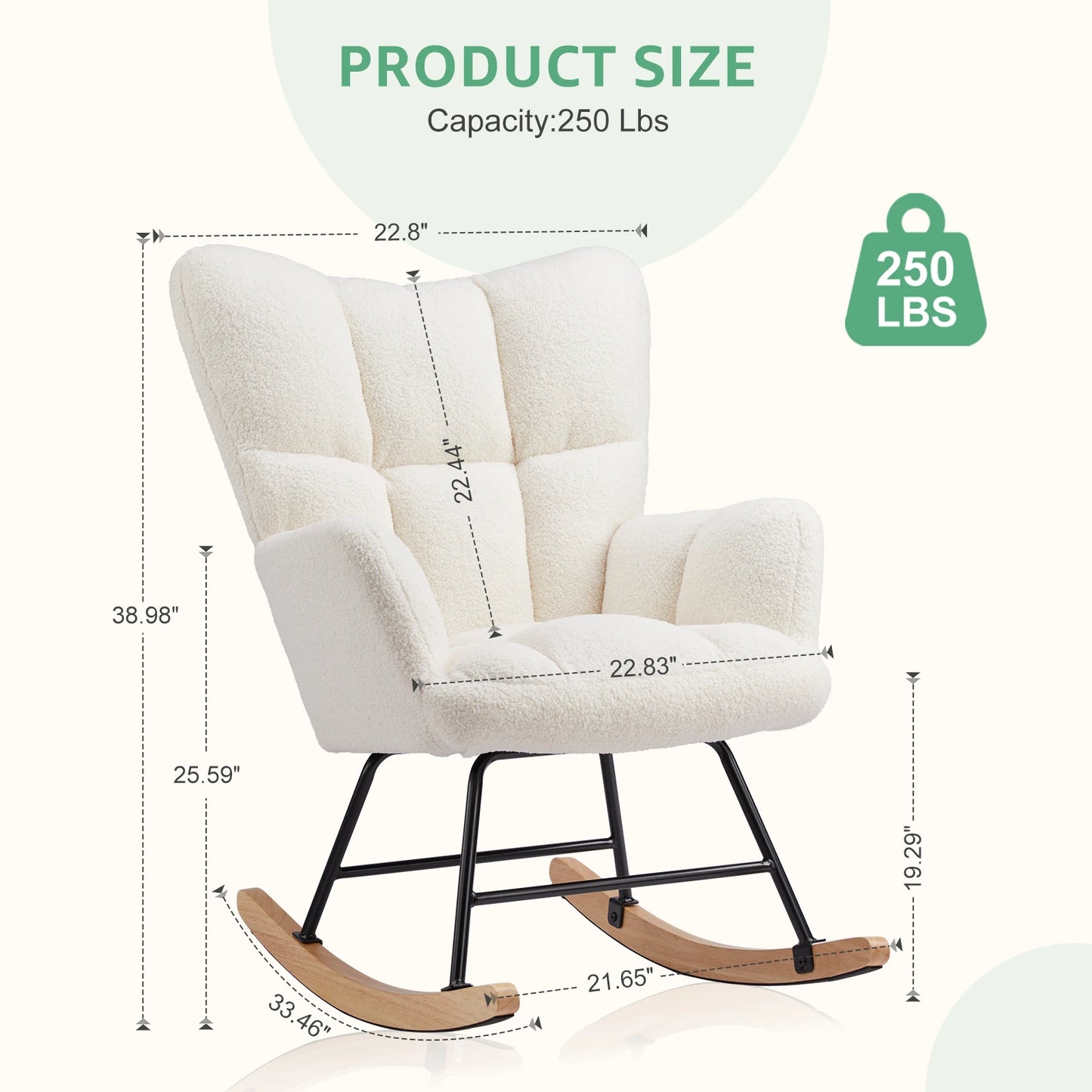 Teddy Fabric Upholstered Glider With High Backrest